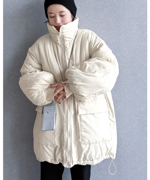 reca（レカ）の「ドロストデザインスタンドコート（その他アウター・レディース・アイボリー/モカ/ブラック・M）」の2枚目の写真