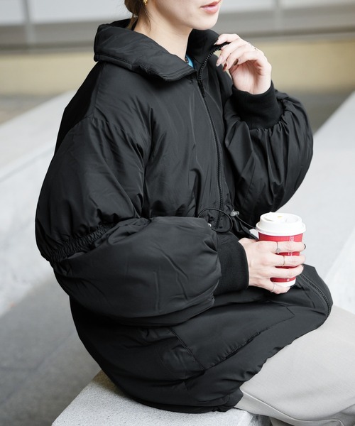 reca（レカ）の「ドロストデザインスタンドコート（その他アウター・レディース・アイボリー/モカ/ブラック・M）」の5枚目の写真