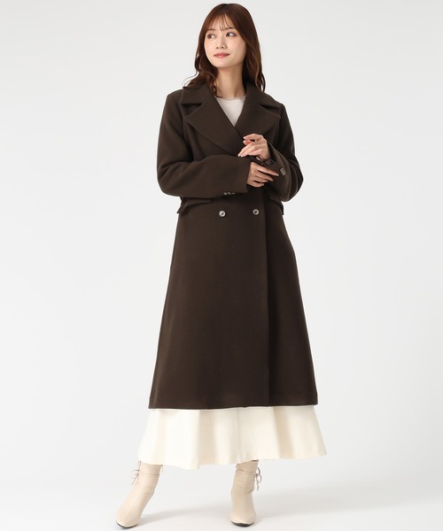 セール】2025秋冬新作 ダブルボタンAラインコート（チェスターコート