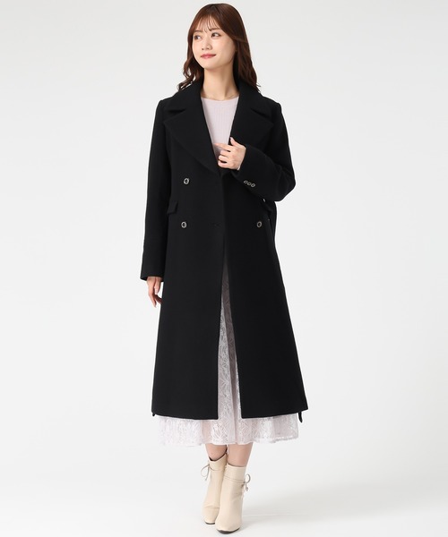 セール】2025秋冬新作 ダブルボタンAラインコート（チェスターコート