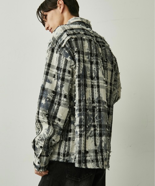 BLANK HOTEL(ブランクホテル)の「Paint-Splashed Damage Check Shirt / ペイントクラッシュチェックシャツ(シャツ/ブラウス・メンズ・ブラウン/ブラック・L/M)」の1枚目の写真