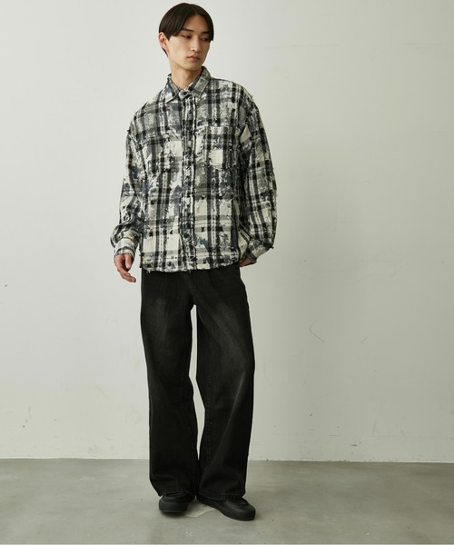 BLANK HOTEL(ブランクホテル)の「Paint-Splashed Damage Check Shirt / ペイントクラッシュチェックシャツ(シャツ/ブラウス・メンズ・ブラウン/ブラック・L/M)」の10枚目の写真