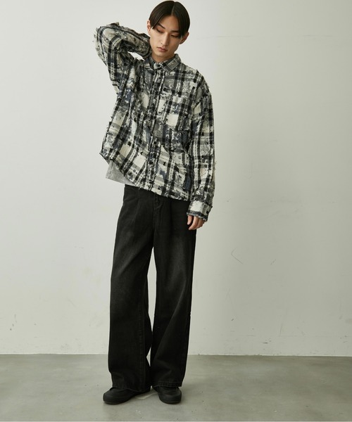 BLANK HOTEL(ブランクホテル)の「Paint-Splashed Damage Check Shirt / ペイントクラッシュチェックシャツ(シャツ/ブラウス・メンズ・ブラウン/ブラック・L/M)」の11枚目の写真