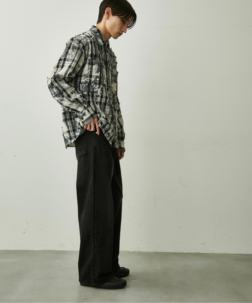 BLANK HOTEL(ブランクホテル)の「Paint-Splashed Damage Check Shirt / ペイントクラッシュチェックシャツ(シャツ/ブラウス・メンズ・ブラウン/ブラック・L/M)」の18枚目の写真