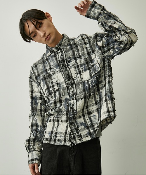 BLANK HOTEL(ブランクホテル)の「Paint-Splashed Damage Check Shirt / ペイントクラッシュチェックシャツ(シャツ/ブラウス・メンズ・ブラウン/ブラック・L/M)」の5枚目の写真