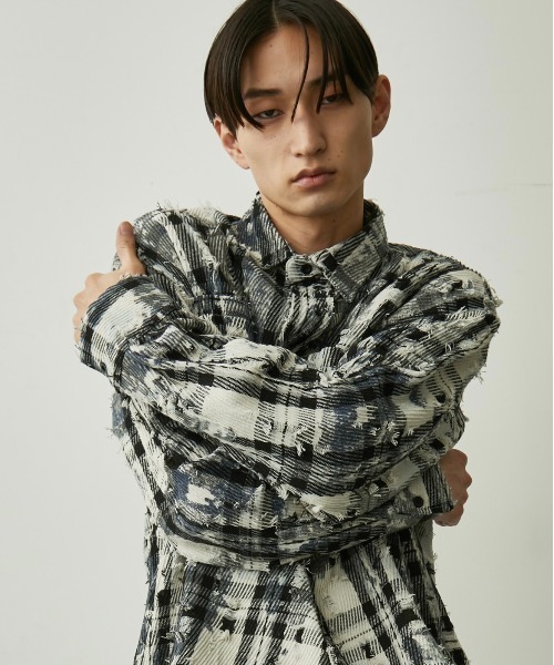BLANK HOTEL(ブランクホテル)の「Paint-Splashed Damage Check Shirt / ペイントクラッシュチェックシャツ(シャツ/ブラウス・メンズ・ブラウン/ブラック・L/M)」の9枚目の写真