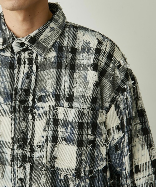 BLANK HOTEL(ブランクホテル)の「Paint-Splashed Damage Check Shirt / ペイントクラッシュチェックシャツ(シャツ/ブラウス・メンズ・ブラウン/ブラック・L/M)」の6枚目の写真