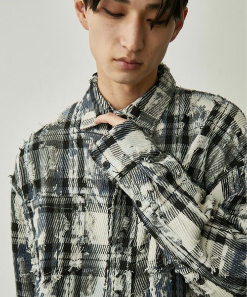 BLANK HOTEL(ブランクホテル)の「Paint-Splashed Damage Check Shirt / ペイントクラッシュチェックシャツ(シャツ/ブラウス・メンズ・ブラウン/ブラック・L/M)」の8枚目の写真