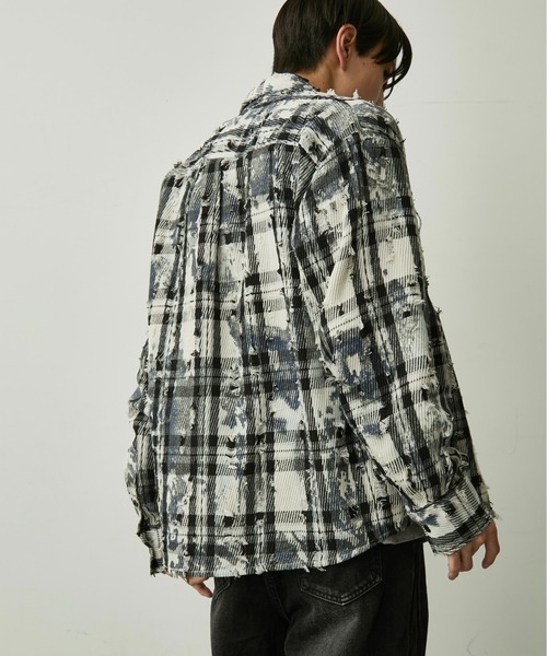 BLANK HOTEL(ブランクホテル)の「Paint-Splashed Damage Check Shirt / ペイントクラッシュチェックシャツ(シャツ/ブラウス・メンズ・ブラウン/ブラック・L/M)」の3枚目の写真