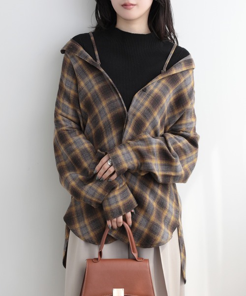 SUNFLOWER EIGHT(サンフラワーエイト)の「3WAYアレンジシャツ(シャツ/ブラウス・レディース・ブラウン/グレー/ブラック・M)」の8枚目の写真