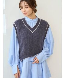 オーバーサイズ」に該当するレディースのニット/セーター（ブルー