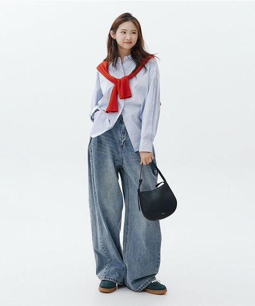 セール】ニットスタッドボタンカーディガン_レッド（カーディガン