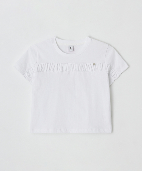 RONRON(ロンロン)の「PENDANT CRINKLE CROP T SHIRT WHITE(Tシャツ/カットソー・レディース・その他・FREE)」の1枚目の写真