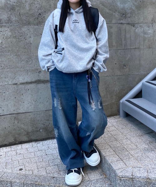 lilful(リルフル)の「【裏起毛】ルーズシルエットジップポケットギミックフーディ(パーカー・メンズ・ブラック/グレー・M/L)」の14枚目の写真