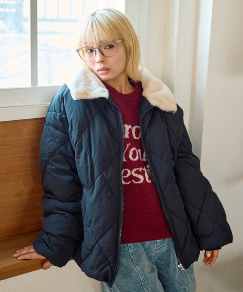 LOVETOXIC（ラブトキシック）の「キルト中綿ブルゾン（ブルゾン・キッズ・ブラック/アイボリー・L:160cm/S:140cm/M:150cm）」の2枚目の写真