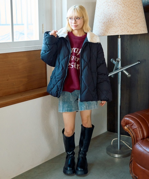 LOVETOXIC（ラブトキシック）の「キルト中綿ブルゾン（ブルゾン・キッズ・ブラック/アイボリー・L:160cm/S:140cm/M:150cm）」の4枚目の写真