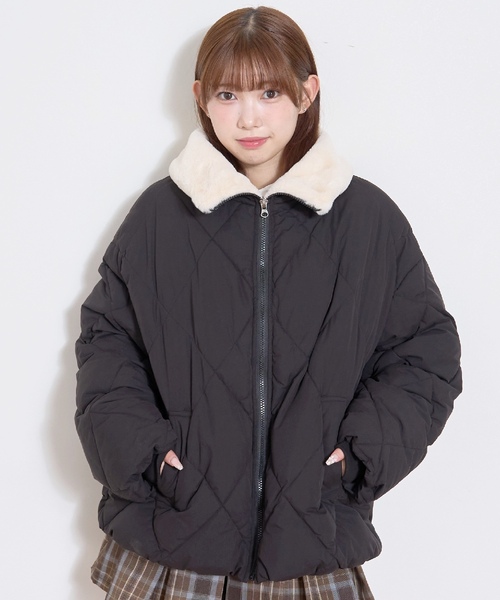 LOVETOXIC（ラブトキシック）の「キルト中綿ブルゾン（ブルゾン・キッズ・ブラック/アイボリー・L:160cm/S:140cm/M:150cm）」の5枚目の写真