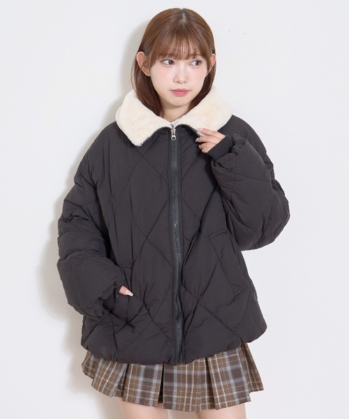 LOVETOXIC（ラブトキシック）の「キルト中綿ブルゾン（ブルゾン・キッズ・ブラック/アイボリー・L:160cm/S:140cm/M:150cm）」の6枚目の写真