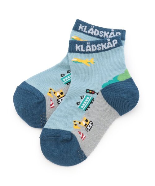 kladskap（クレードスコープ）の「乗り物ショートソックス（ソックス/靴下・キッズ・オフホワイト/サックスブルー・11-13cm/M(16-18cm)/S(13-15cm)/L(18-20cm)）」の2枚目の写真