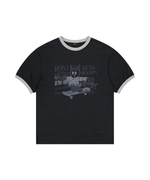 AAKAM(アーカム)の「Cracked Letter Ringer Top (Dark Gray)(Tシャツ/カットソー・レディース・その他・1/2)」の1枚目の写真