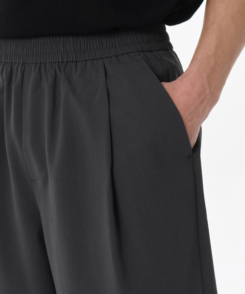 MUSINSA STANDARD（ムシンサスタンダード）の「リネンライクワンタックワイドバンディングショーツ[ダークグレー]（その他パンツ・メンズ・その他・34/32/30/26/28/40/38/42/36）」の3枚目の写真