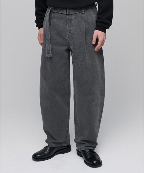 MUSINSA STANDARD（ムシンサスタンダード）の「ベルト付きセミバルーンデニムパンツ[グレー]（デニムパンツ・メンズ・その他・40/38/42/36/34/32/30/31/33/26/27/28/29）」の6枚目の写真