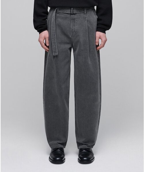 MUSINSA STANDARD（ムシンサスタンダード）の「ベルト付きセミバルーンデニムパンツ[グレー]（デニムパンツ・メンズ・その他・40/38/42/36/34/32/30/31/33/26/27/28/29）」の7枚目の写真