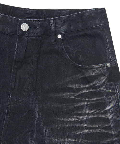 NOMANUAL（NOMANUAL）の「WASHED JUMBO DENIM PANTS - WASHED BLACK（デニムパンツ・レディース・その他・X-LARGE/SMALL/MEDIUM/LARGE）」の3枚目の写真