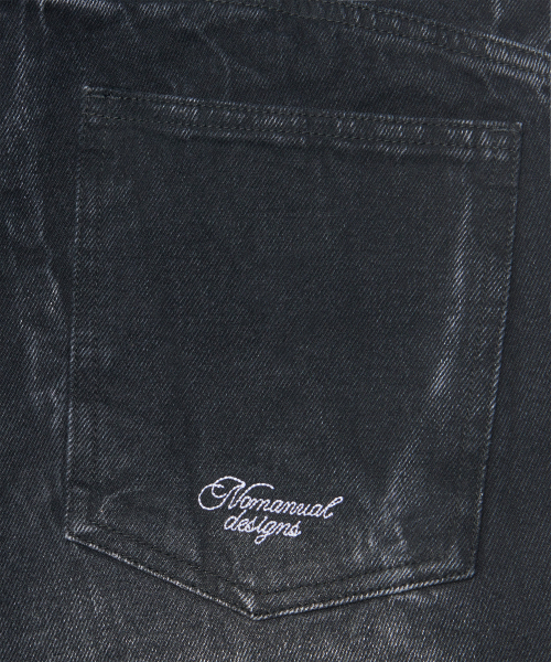 NOMANUAL（NOMANUAL）の「WASHED JUMBO DENIM PANTS - WASHED BLACK（デニムパンツ・レディース・その他・X-LARGE/SMALL/MEDIUM/LARGE）」の4枚目の写真