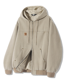 TRILLION（トリリオン）の「Vintage Washed Canvas Work Hooded Zip-Up [Cream]（パーカー）」