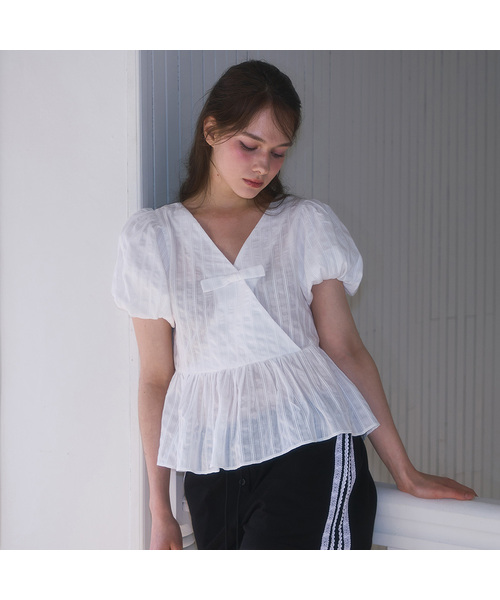 セール】Wrap Pumpkin Blouse [White]（シャツ/ブラウス）｜ROSEFRANTZ