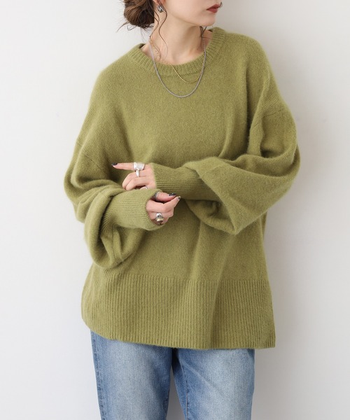 Anna Nicola(アンナニコラ)の「Anna Nicola ラクーンブレンドニット(ニット/セーター・レディース・ブルー/ピンク/ライム/グレイッシュベージュ・38)」の3枚目の写真