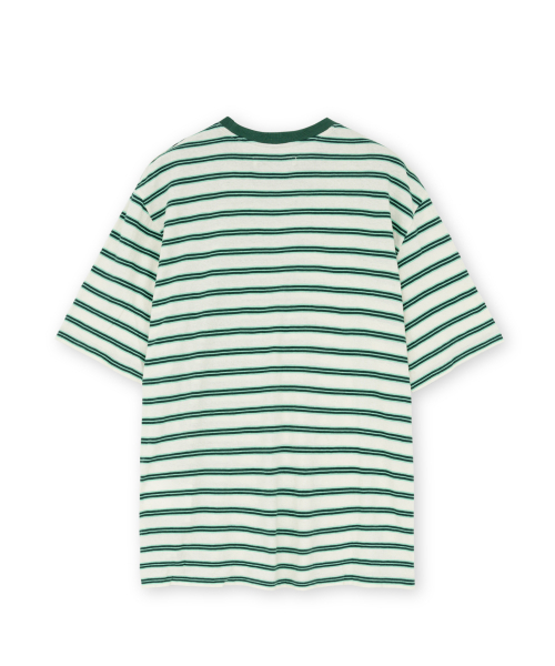 BROWNYARD(ブラウンヤード)の「エッセンシャルストライプTシャツ、グリーン(Tシャツ/カットソー・メンズ・その他・3/4/5)」の2枚目の写真