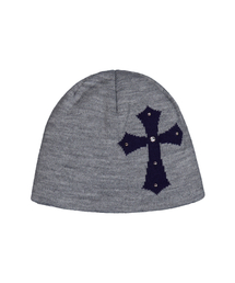 SETUP-EXE（セットアップイーエックスイー）の「CROSS STUDDED BEANIE / MELANGE GRAY（ニットキャップ/ビーニー）」