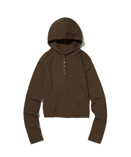 HOODED HENLEY NECK [BROWN]