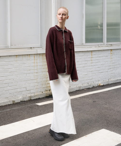 LEVAR(レバー)の「Double Jacquard Knit Cardigan - Dusky Burgundy(カーディガン/ボレロ・レディース・その他・F)」の3枚目の写真