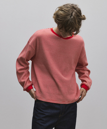 ROLLINGSTUDIOS（ローリングスタジオ）の「DROP SHOULDER COTTON STRIPED T-SHIRT RED（Tシャツ/カットソー）」