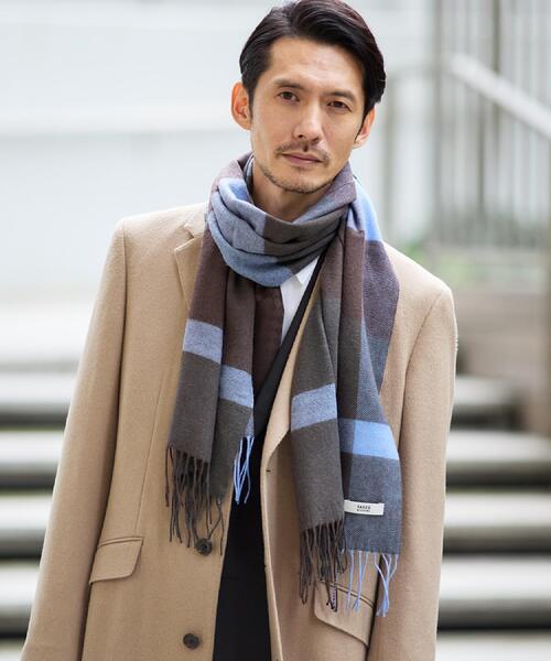 TAKEO KIKUCHI(タケオキクチ)の「【洗えるウールカシミヤ】変形ブロックチェックマフラー(マフラー・メンズ・ダークブラウン系1/オレンジ系その他3/ベージュ系1・00)」の6枚目の写真