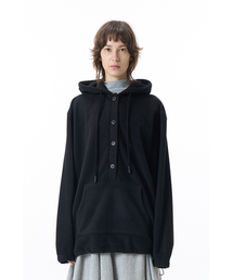 PAHISUM（パヒサム）の「オーバーサイズボタンフリースフードパーカー_ブラック（パーカー）」