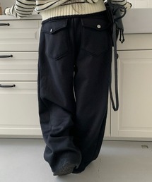 anyonemore | 裏起毛サイドタックウエストゴムバックポケットワイドパンツ(スウェットパンツ)