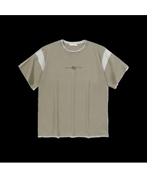 CROP MATCH COLORS LOGO PRINT T-SHIRT_MINT KHAKI