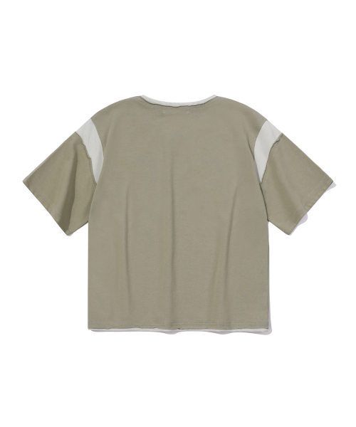 EPISODE UNTITLED(エピソードアンタイトルド)の「CROP MATCH COLORS LOGO PRINT T-SHIRT_MINT KHAKI(Tシャツ/カットソー・レディース・その他・1)」の2枚目の写真