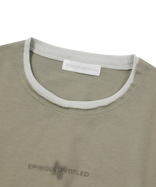 EPISODE UNTITLED(エピソードアンタイトルド)の「CROP MATCH COLORS LOGO PRINT T-SHIRT_MINT KHAKI(Tシャツ/カットソー・レディース・その他・1)」の3枚目の写真