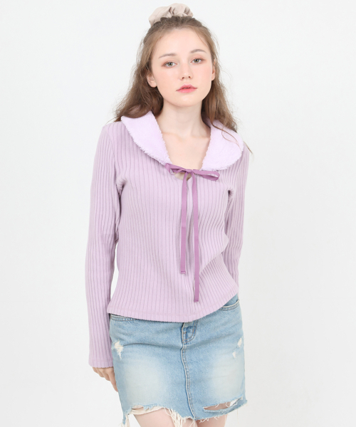 CATTLINE（カトリン）の「パーカラー ニットTシャツ (パープル)（Tシャツ/カットソー・レディース・その他・FREE）」の5枚目の写真