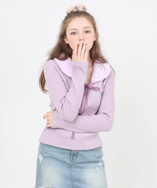 CATTLINE（カトリン）の「パーカラー ニットTシャツ (パープル)（Tシャツ/カットソー・レディース・その他・FREE）」の6枚目の写真