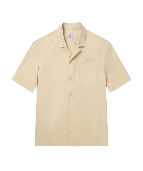 Cotton Overfit Short Sleeve Shirt_Cream