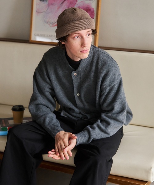 MAISON CLUB(メゾンクラブ)の「【MAISON CLUB】Wool Over Knit MA-1 Cardigan / ウールオーバーニットカーディガン KKP(カーディガン/ボレロ・メンズ・ベージュ/ブラック/グレー・L/M)」の4枚目の写真