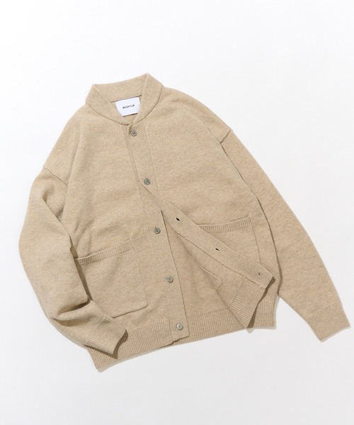 MAISON CLUB(メゾンクラブ)の「【MAISON CLUB】Wool Over Knit MA-1 Cardigan / ウールオーバーニットカーディガン KKP(カーディガン/ボレロ・メンズ・ベージュ/ブラック/グレー・L/M)」の10枚目の写真