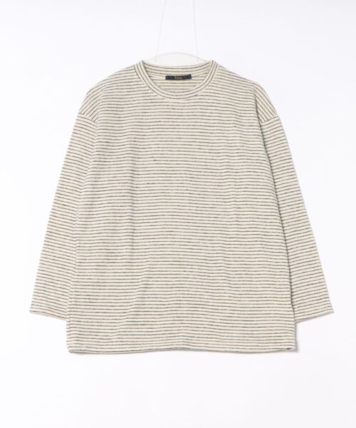 Ritzy（リッツィー）の「オーバーサイズ　起毛ボーダートップス（Tシャツ/カットソー・レディース・ベージュ/ブラウン/ダークグレー・M）」の21枚目の写真