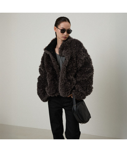 LMOOD(エルムード)の「(W) フォメ リバーシブルコーデュロイファージャケット ブラック(ムートンコート・レディース・その他・FREE)」の1枚目の写真